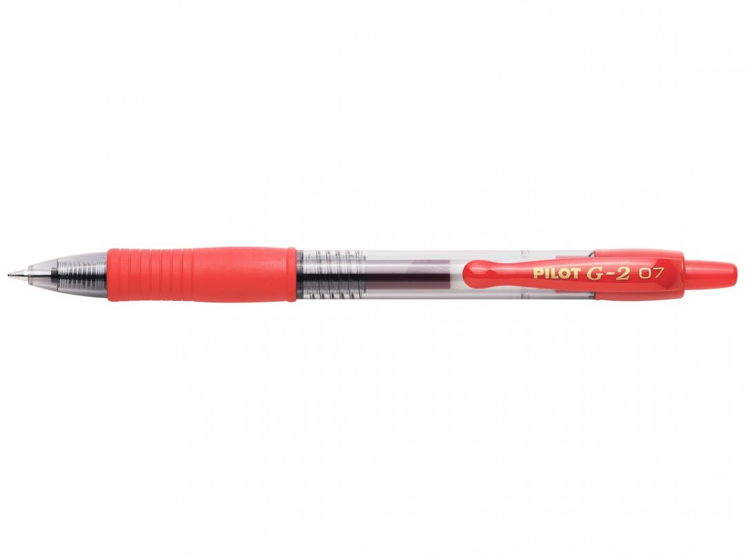 Penna Gel Roller Pilot G2 Retrattile - Ricaricabile - Punta a Sfera Rotonda 0.7mm - Linea 0.32mm - Impugnatura Ergonomica - Colore Rosso