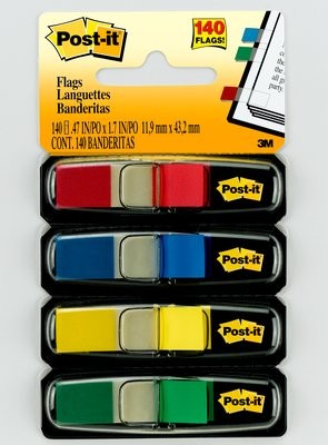 Post-It Flags Primary Colors 1/2 in Wide 35/Dispenser 4 Dispensers/Pack bandiera autoadesiva 35 fogli