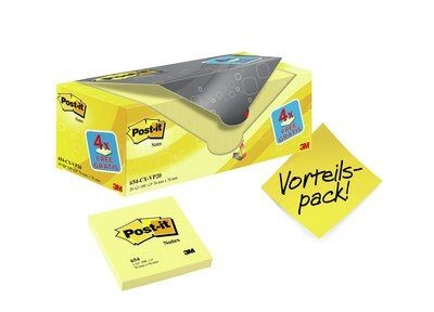 Post-It 3M 654Y-20 pouch autoadesiva Quadrato Giallo 100 fogli Autoadesivo