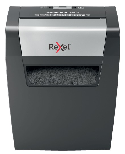 Rexel Momentum X406 distruggi documenti Taglio a particelle Blu Grigio