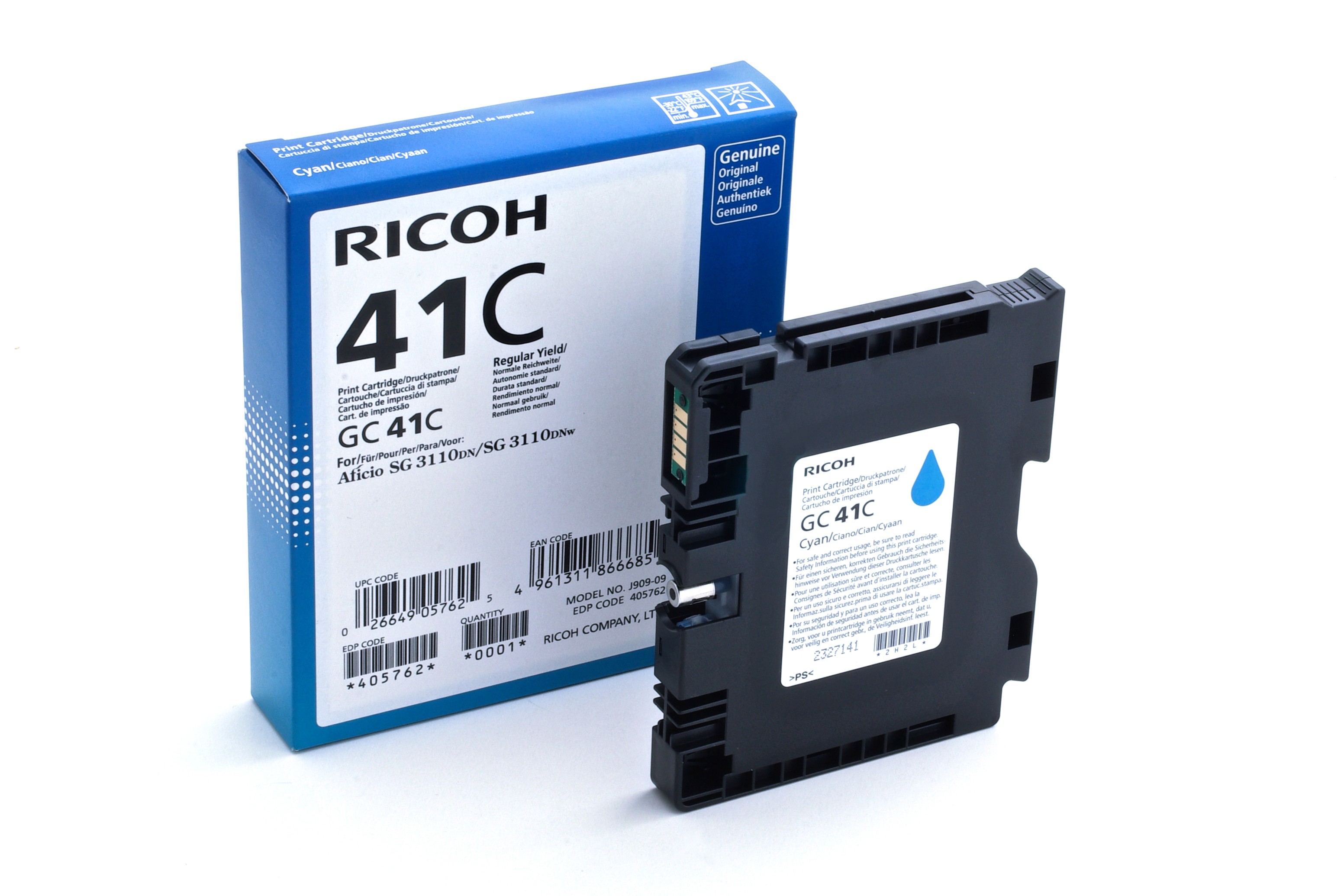 ORIGINALE Ricoh cartuccia gelo ciano GC41CHC 405762 2200 pagine