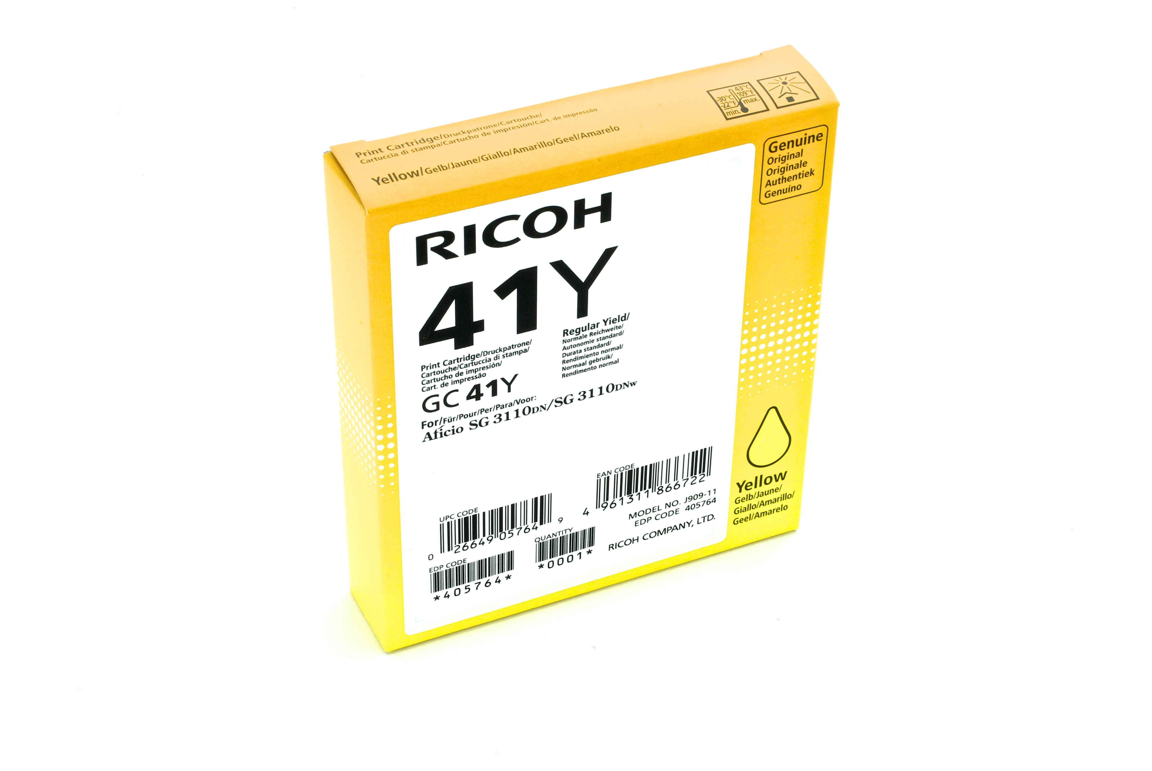 ORIGINALE Ricoh cartuccia gelo giallo GC41YHC 405764 2200 pagine