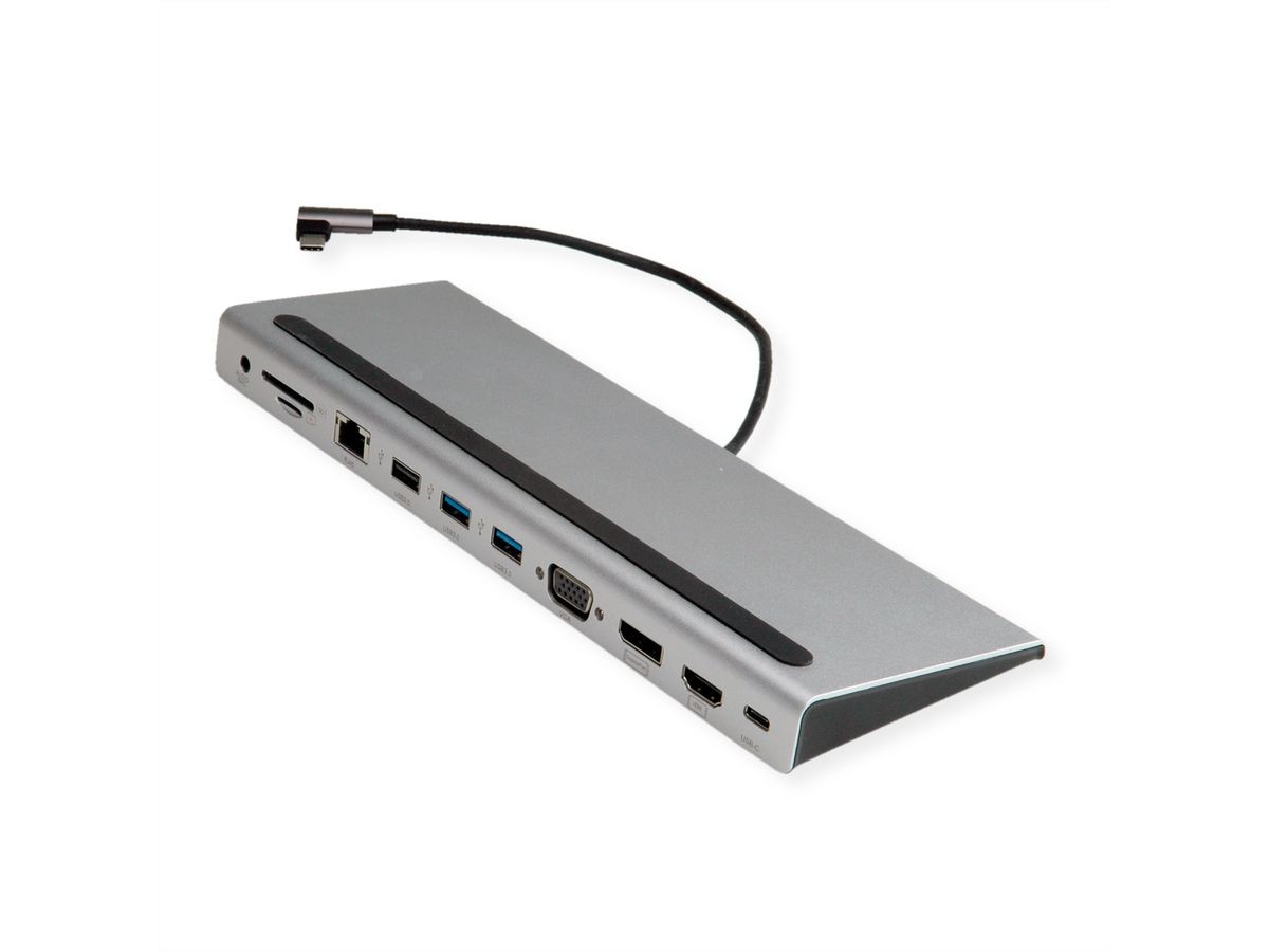 Value Docking Station USB 3.2 Gen 2 tipo C Multiport 4K HDMI-DP VGA USB Lettore di Schede PD LAN Audio-image