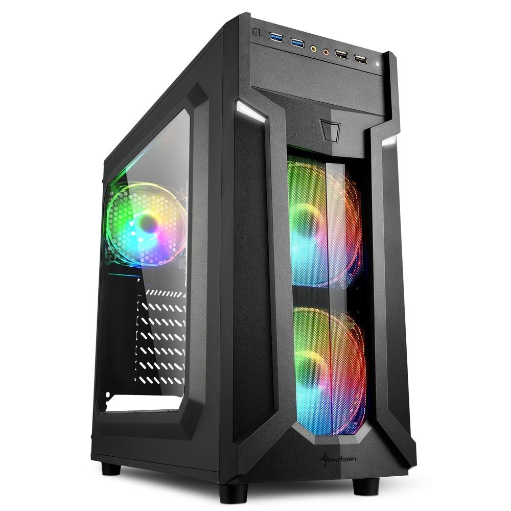 Sharkoon Case Vg6-W Rgb Atx 2Xusb2 2Xusb3 6 Slots 2X120 Led Front 1X120 Rear Window Acrilic Rgb Color
