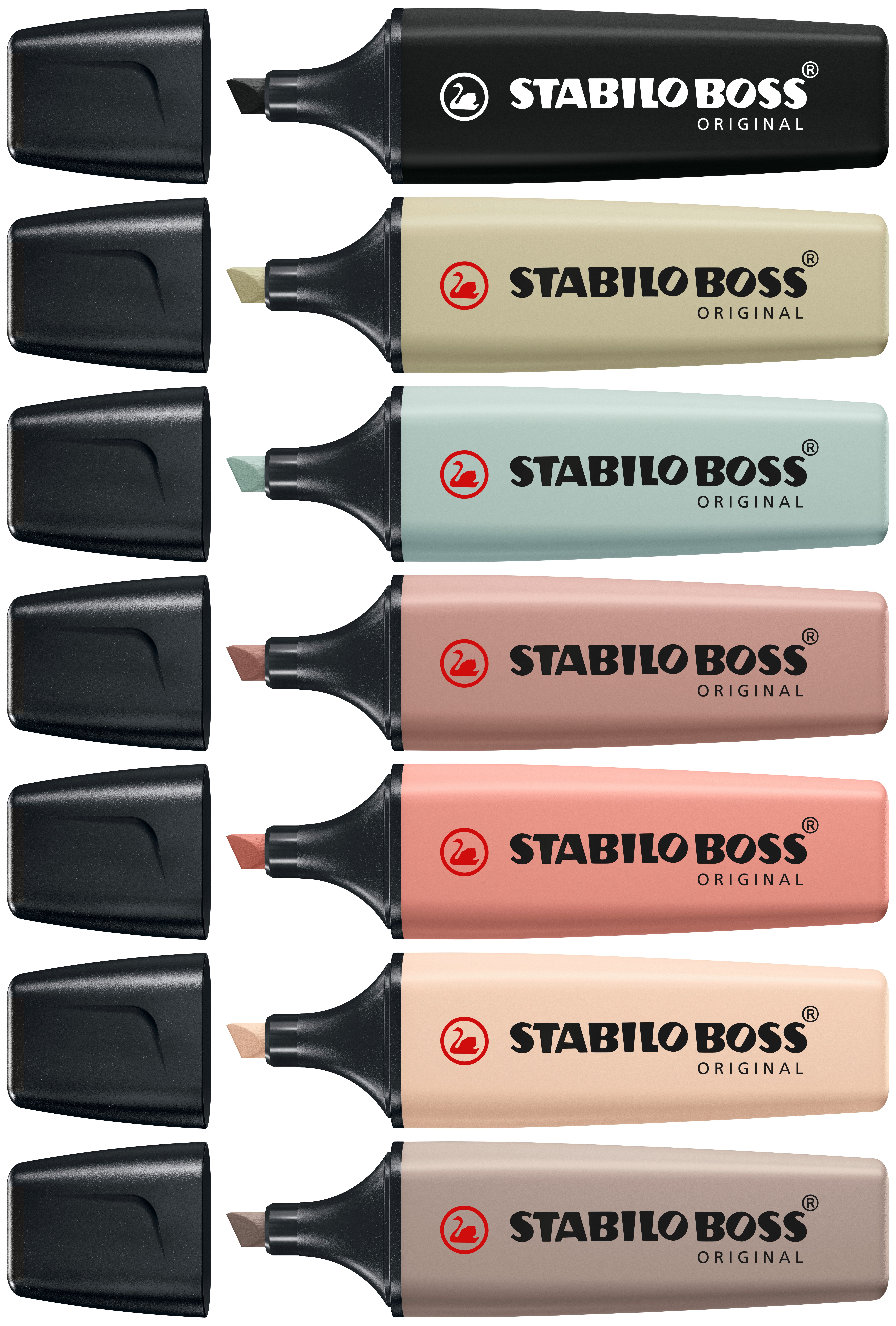 STABILO BOSS NatureColors evidenziatore 6 pz Punta smussata Nero Bronzo Verde Grigio Verde chiaro