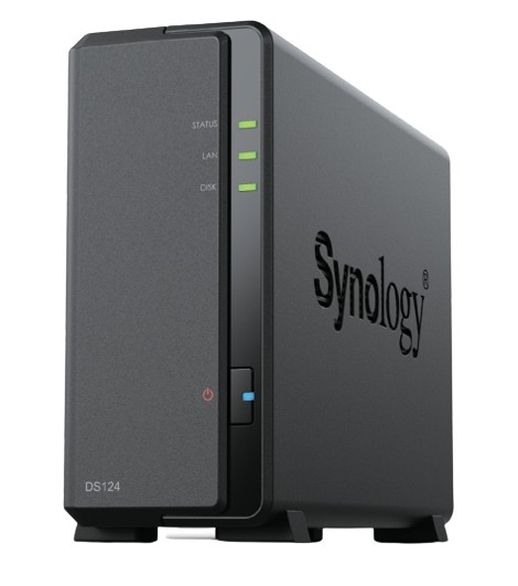 Synology Nas Tower 1Bay 2.5/3.5 Ssd/Hdd Sata Max 12Tb Cpu Quad-Core Realtek Rtd1619B Ram 1 Gb Ddr