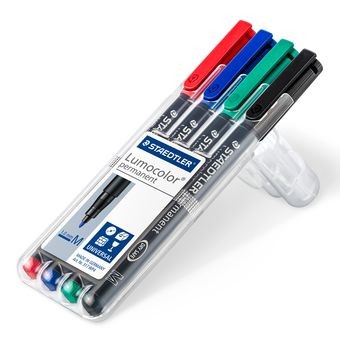 Staedtler Lumocolor 317 WP4 marcatore permanente Nero Blu Verde Rosso 4 pz
