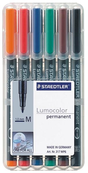 Staedtler 317 WP6 marcatore permanente Nero Blu Marrone Verde Arancione Rosso 6 pz