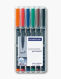Staedtler 318 WP6 marcatore permanente Nero Blu Marrone Verde Arancione Rosso 6 pz