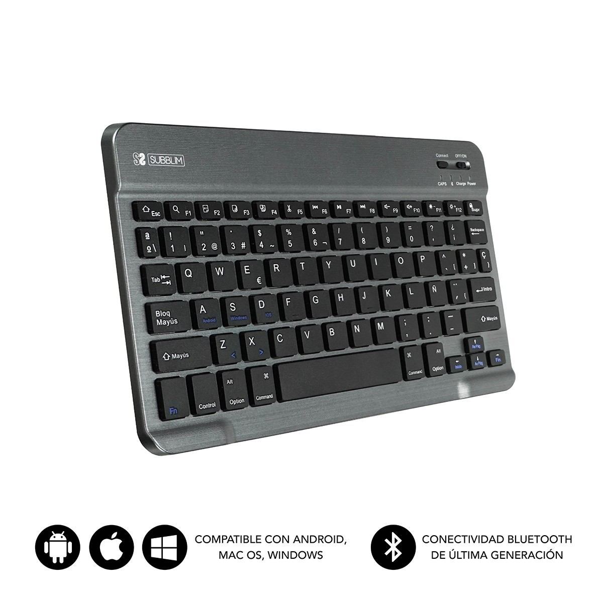 SUBBLIM TECLADO SMART BLUETOOTH GREY Nero Grigio QWERTY Spagnolo
