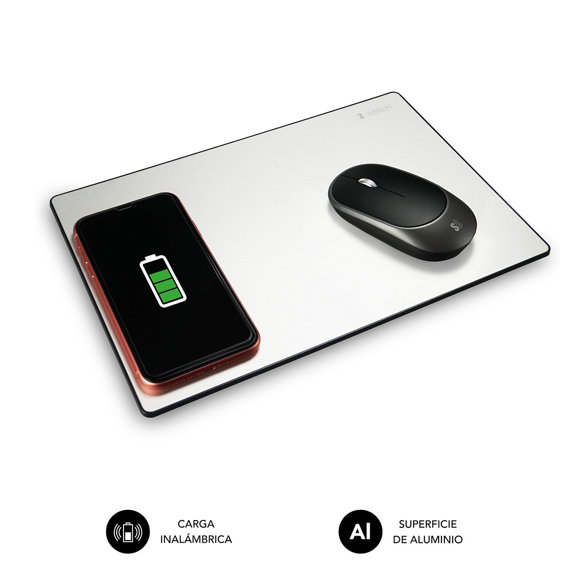SUBBLIM SUB-MP-10WAL01 tappetino per mouse Alluminio Nero