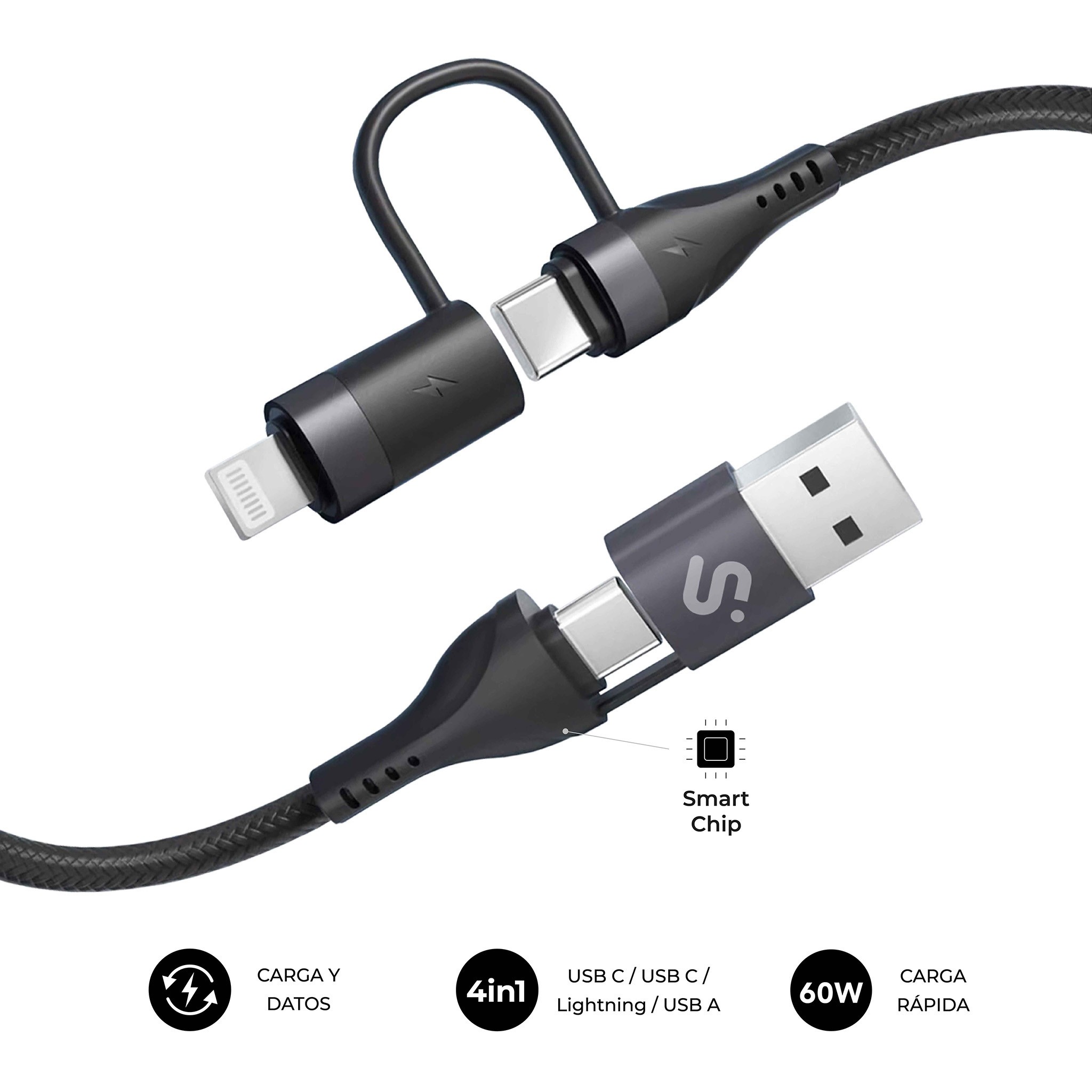 SUBBLIM SUBCAB-4IN101 cavo USB USB 2.0 1 m USB C Nero