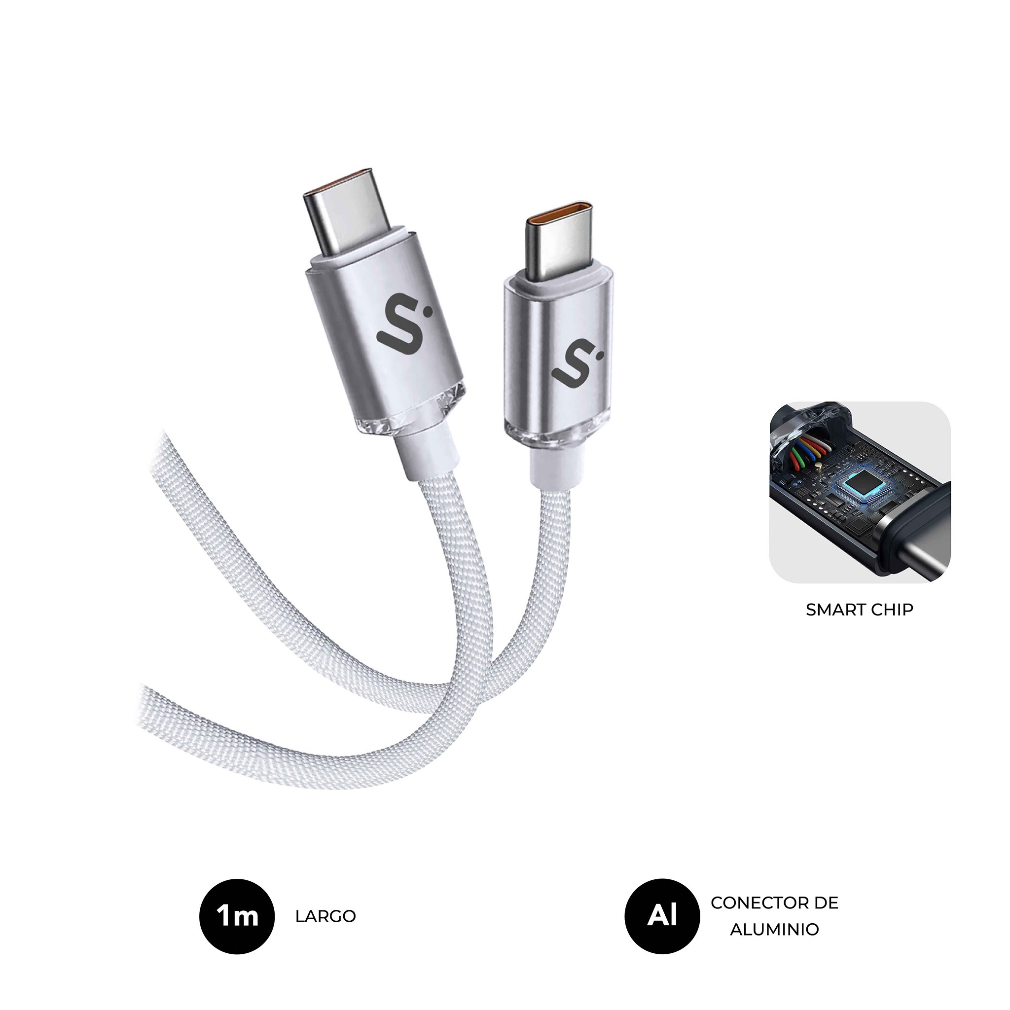 SUBBLIM SUBCAB-C06010 cavo USB USB 2.0 1 m USB C Bianco