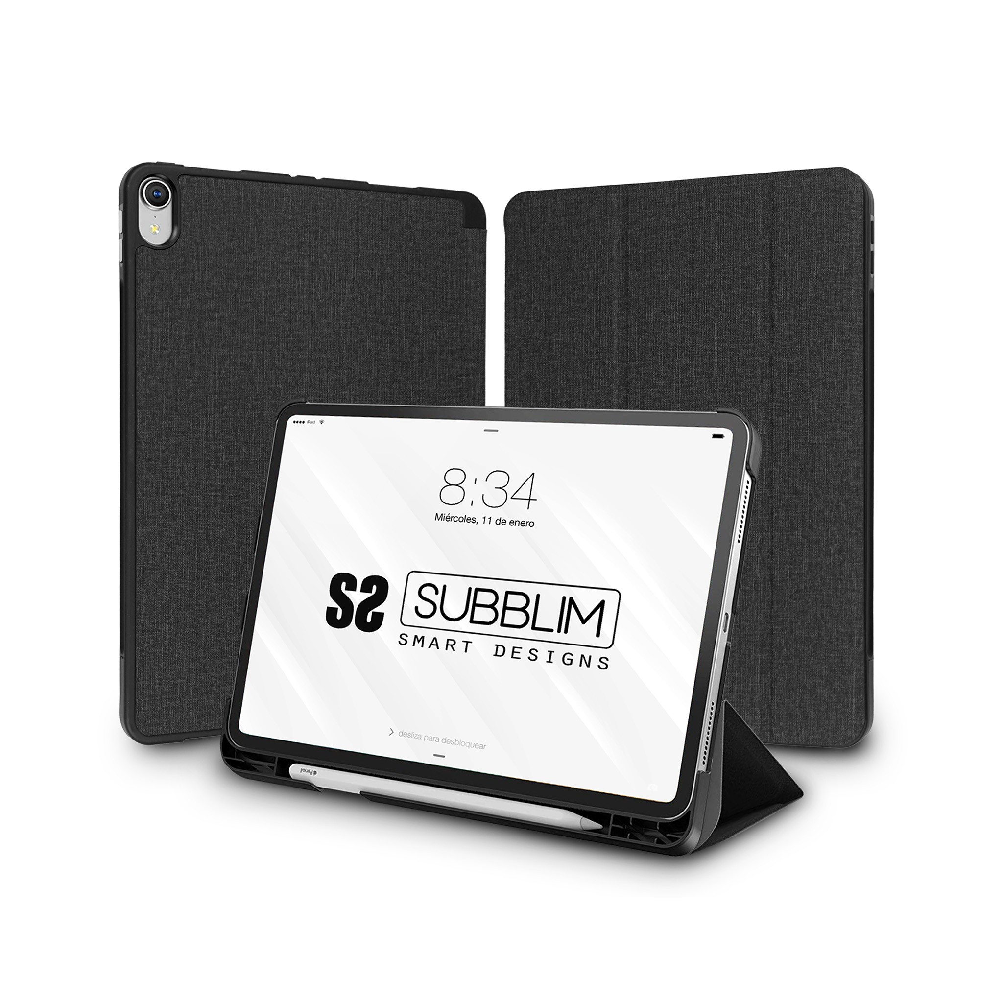 Custodia Subblim esclusiva per iPad 10a generazione 109 pollici - Custodia antiurto - Bordi rinforzati - Cover posteriore rigida - Design ultraleggero - Funzione stand - Spazio per Apple Pencil - Chiusura magnetica - Colore nero