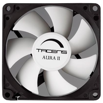Tacens Aura II 8cm Case per computer Ventilatore Nero Bianco