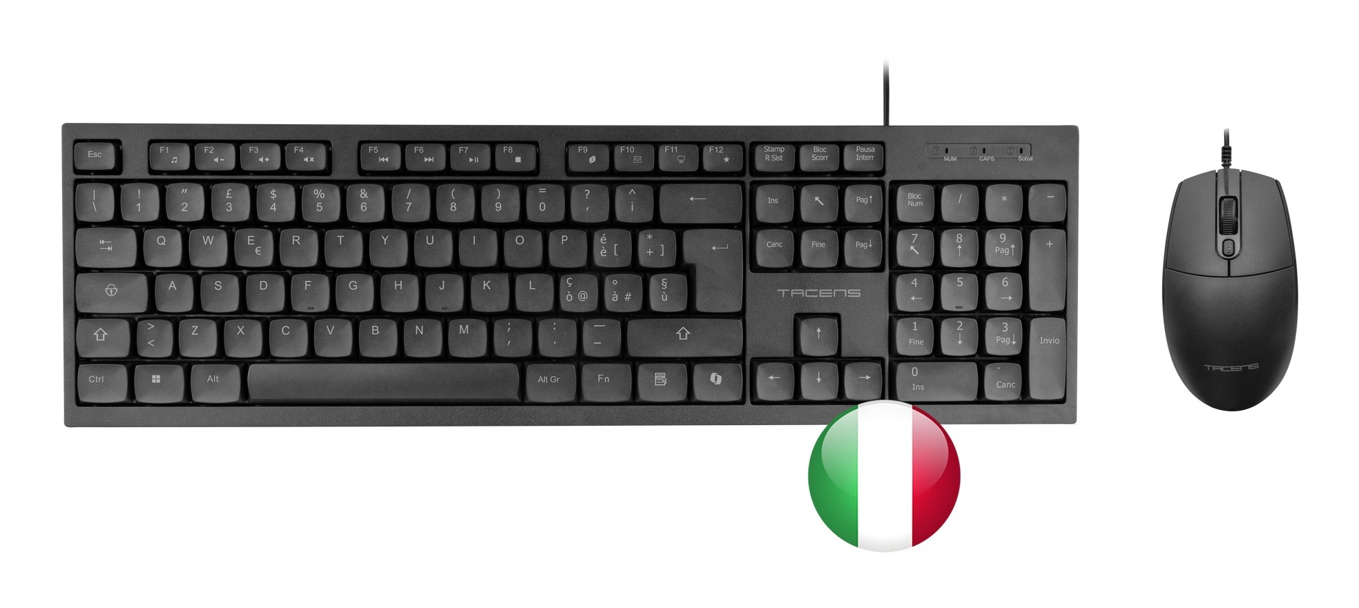 Tacens Anima ACP02IT Tastiera Mouse Incluso Casa/Ufficio Usb Qwerty Italiano Nero