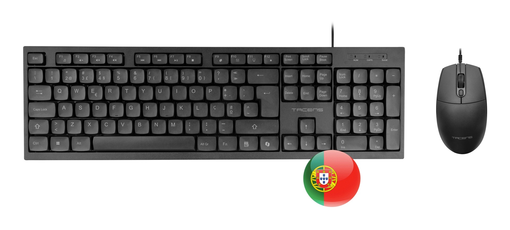 Tacens Anima ACP02PT Tastiera Mouse Incluso Casa/Ufficio Usb Qwerty Portoghese Nero