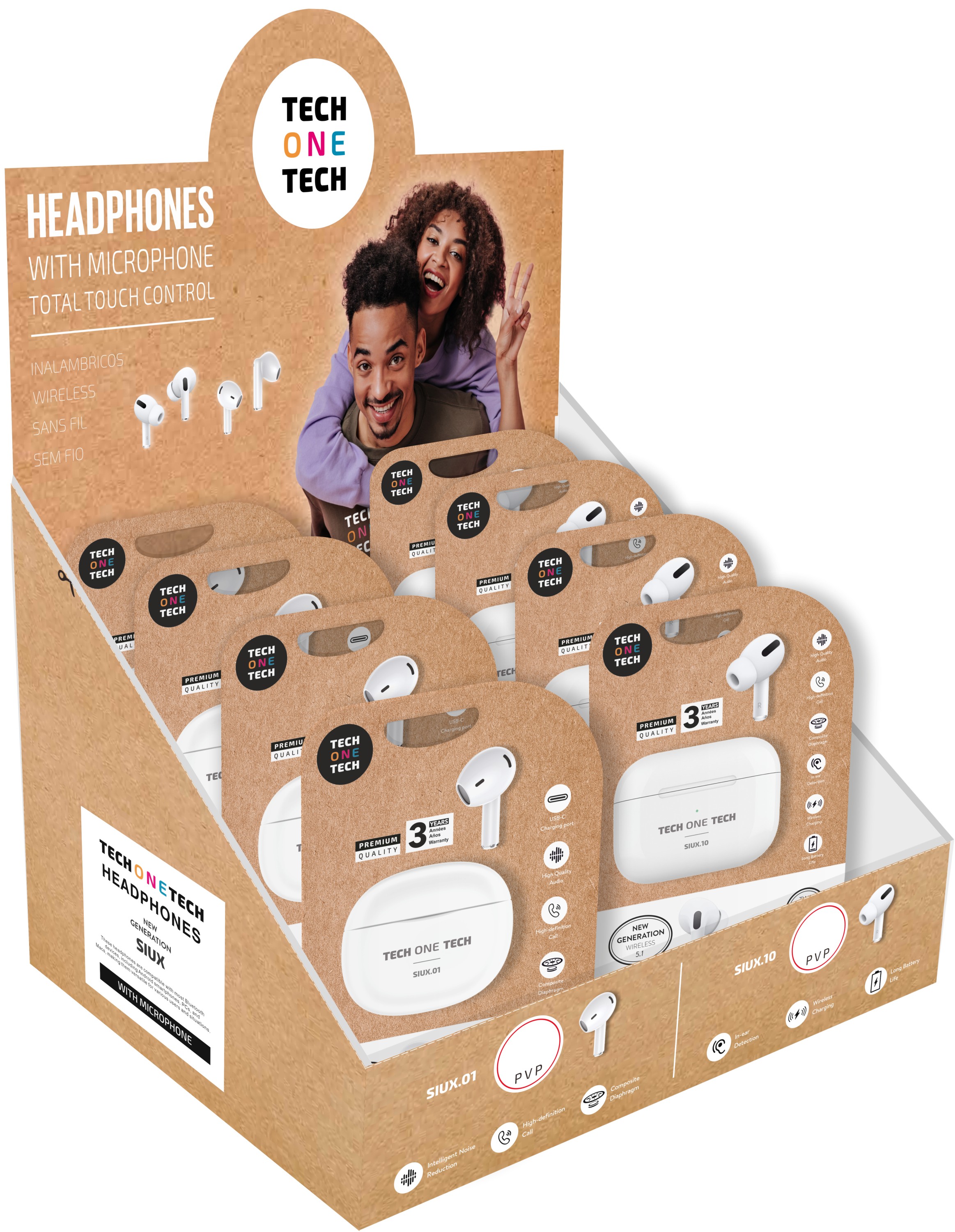 TECH ONE TECH TEC1420 cuffia e auricolare Wireless Musica e Chiamate Bluetooth Bianco