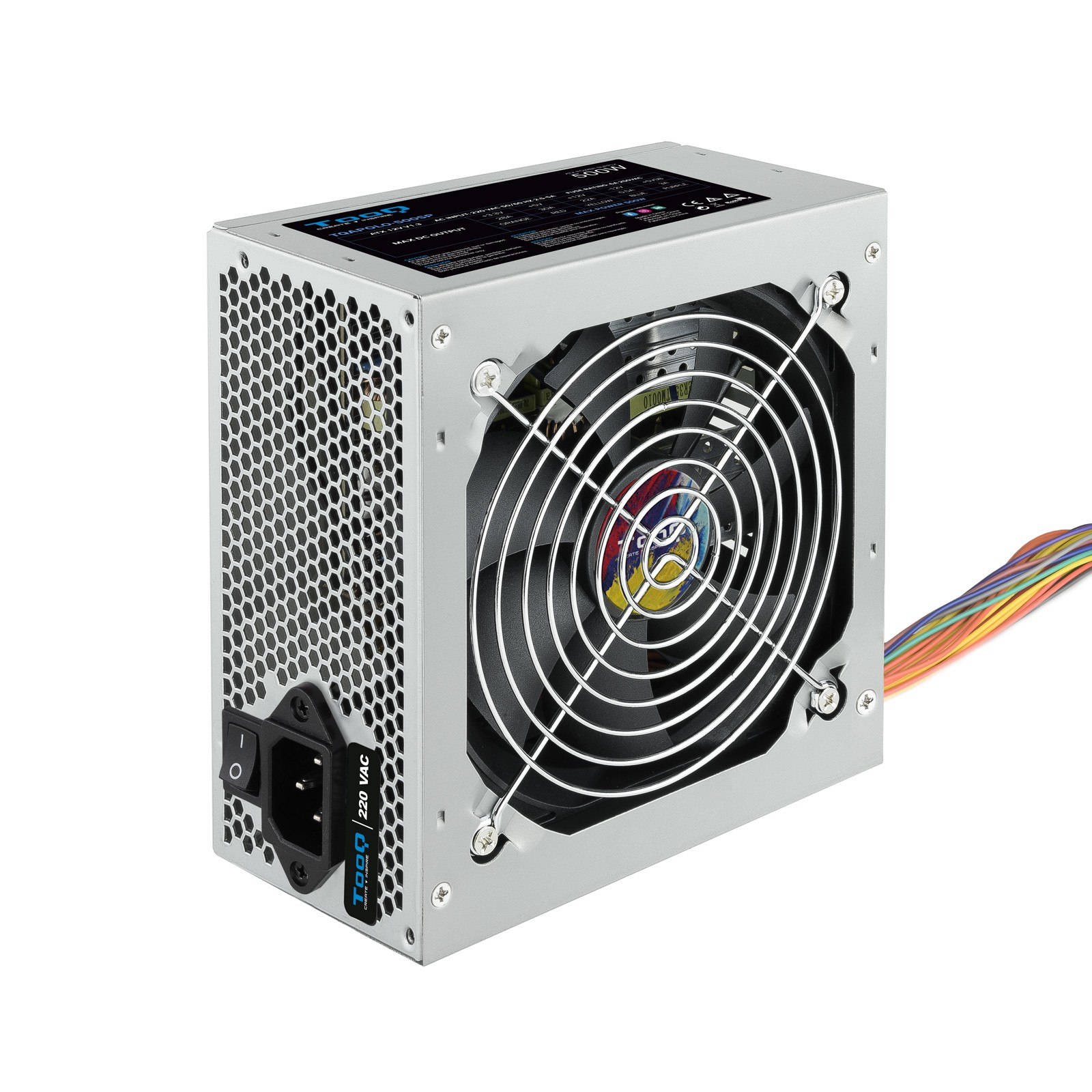 TooQ TQAPOLO-500SP alimentatore per computer 500 W 20+4 pin ATX ATX Argento
