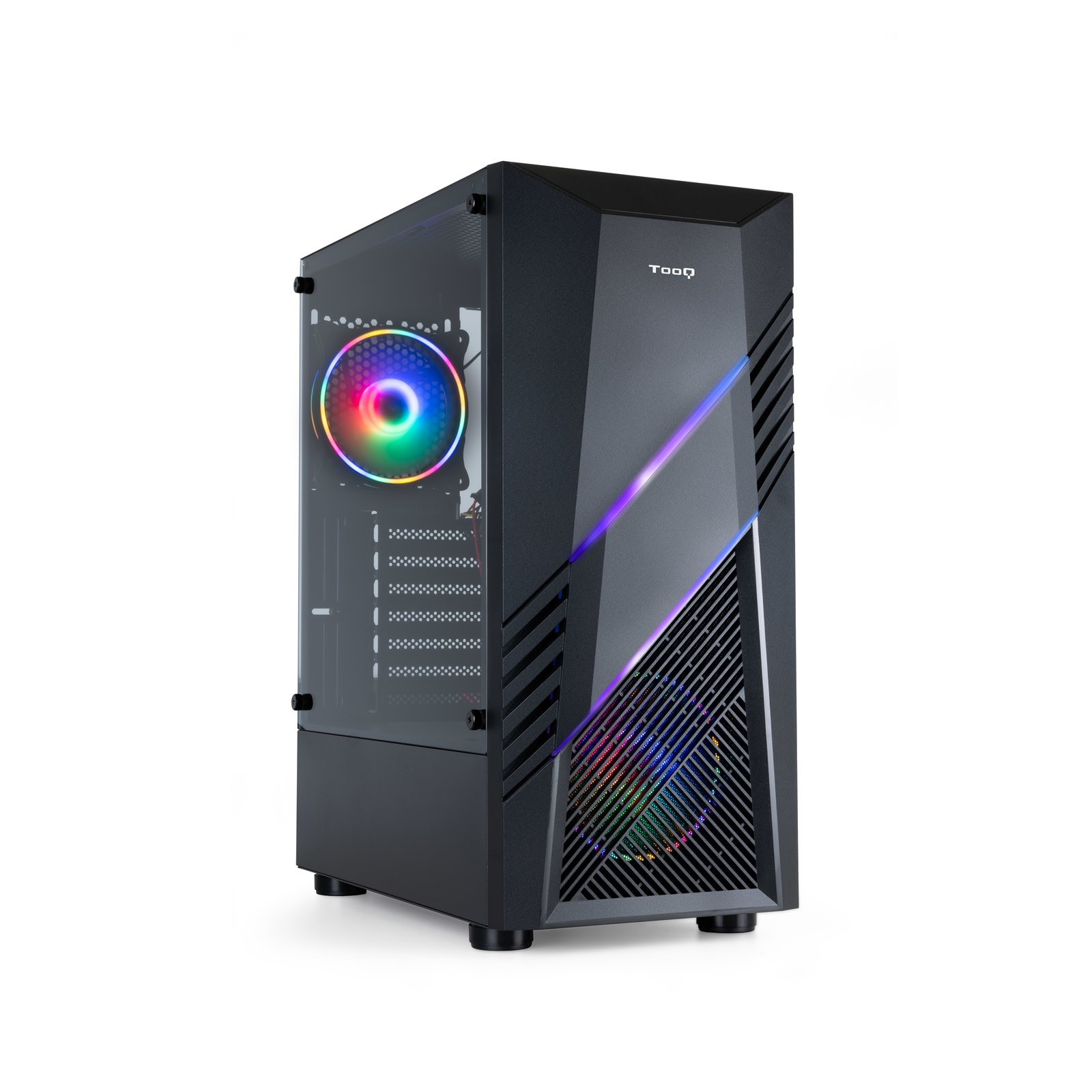Tooq TQGCC102-B - Case Da Gaming Mid-Tower Atx/Micro-Atx/Mini-Itx “Biohazard”, Vetro Temperato, Pannello Frontale Con Rgb, Colore Nero