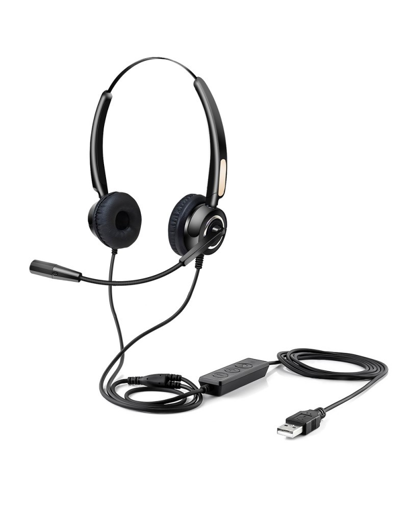 Urban Factory USB HEADSET WITH REMOTE CONTROL Auricolare Cablato A Padiglione USB tipo A Nero