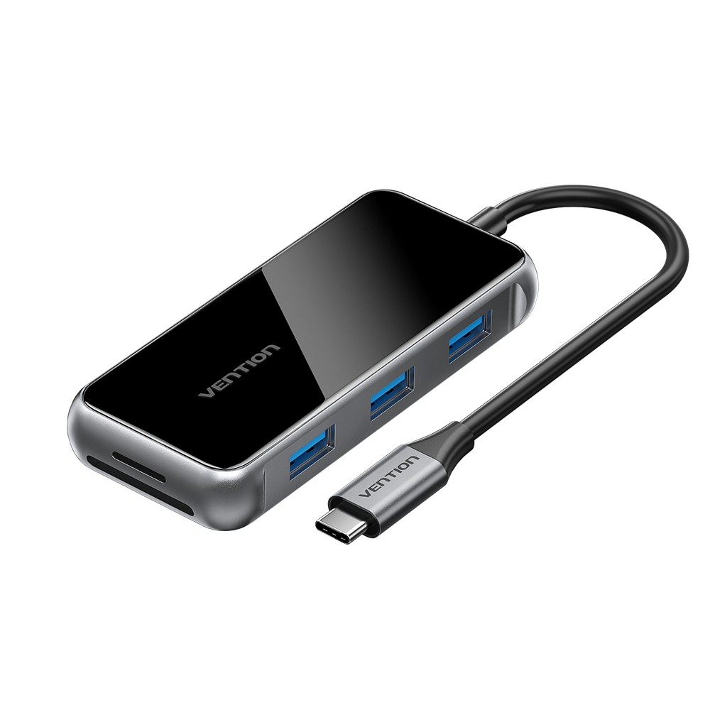Vention TFMHB replicatore di porte e docking station per laptop Cablato USB 3.2 Gen 1 (3.1 Gen 1) Type-C Nero Argento
