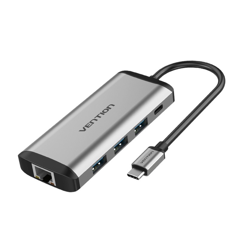 Vention THAHB replicatore di porte e docking station per laptop Cablato USB 3.2 Gen 1 (3.1 Gen 1) Type-C Grigio Argento