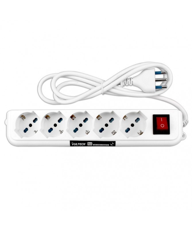 Vultech Multipresa Bipasso Vultech Mu-01 5 Posti Con Tasto On/Off