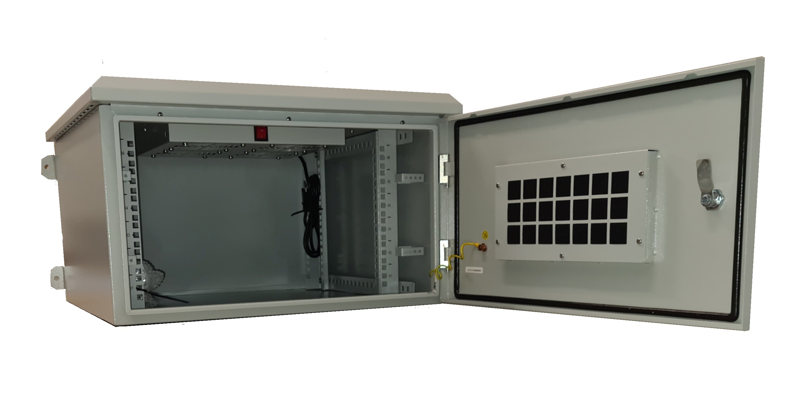 Armadio Rack 19 Pollici 9U Per Reti Da Esterno Classe Protezione Ip55 Misure Mm (L)600X(P)600X(A)467 Grigio Chiaro Con Ventole Filtrate