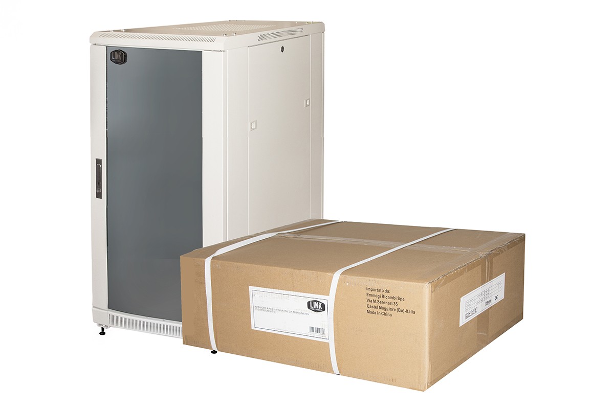 Armadio Rack Per Reti 19 22U (A)1166 (L)600 (P)800 Colore Grigio Porta Vetro Disassemblato