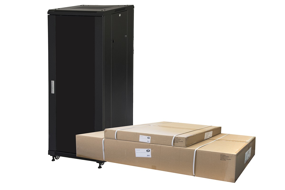 Armadio Rack 19 27U (A)1388 (L)600 (P)1000 Colore Nero Porta Vetro Disassemblato