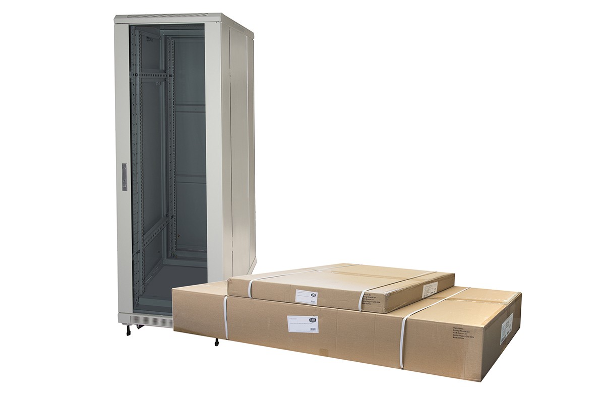 Armadio Rack 19 42U (A)2055 (L)600 (P)800 Colore Grigio Porta Vetro Disassemblato