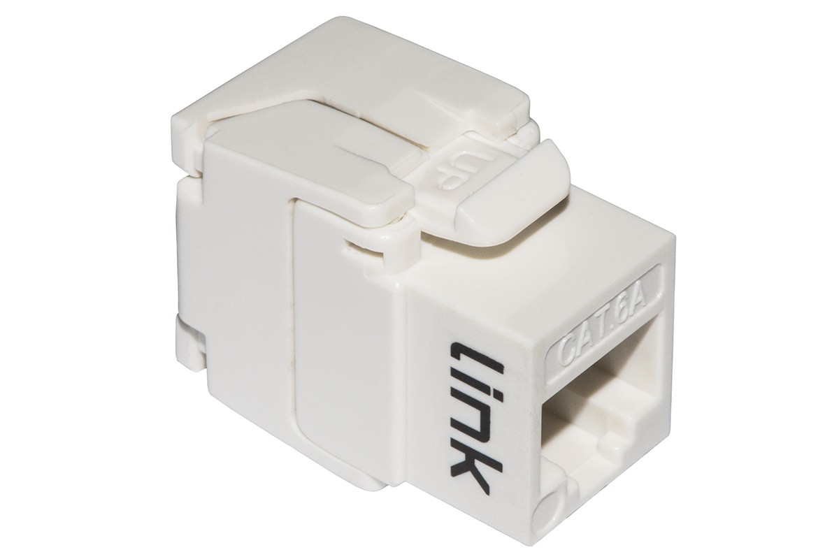 Presa Rete Keystone Jack Rj45 Categoria 6A Utp Tooless Colore Bianco 180° Contatti Dorati 50 Micron