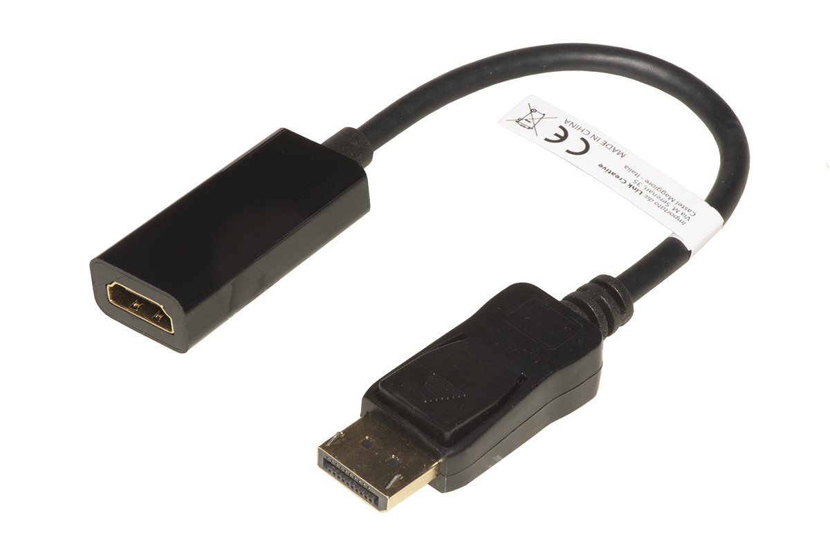 Adattatore Displayport 1.2 Maschio - Hdmi 1.4 Femmina Contatti Dorati 4K@30Hz Cm 20