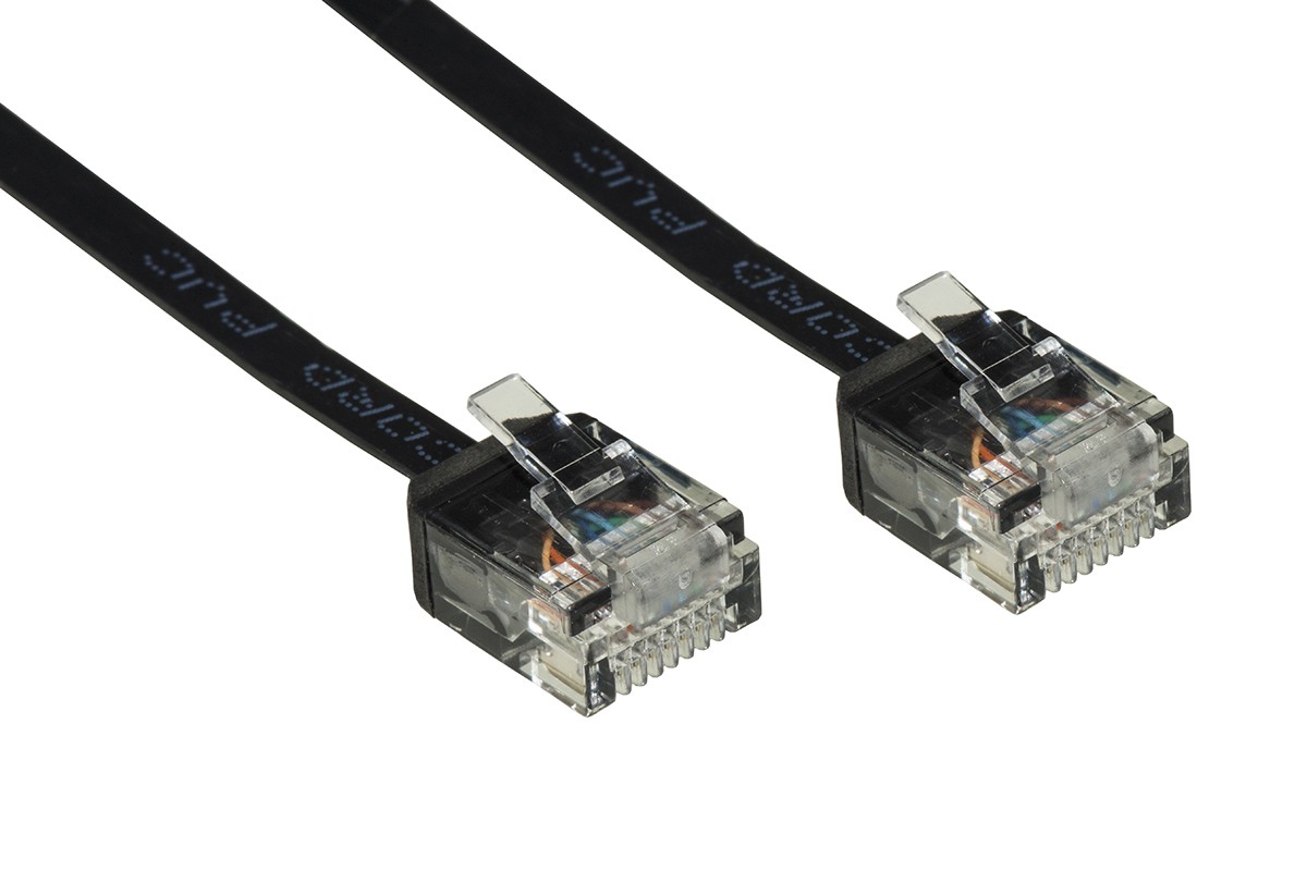 Cavo Rete Utp Cat. 6A Ultrapiatto Con Connettore Salvaspazio Mt 1 Colore Nero