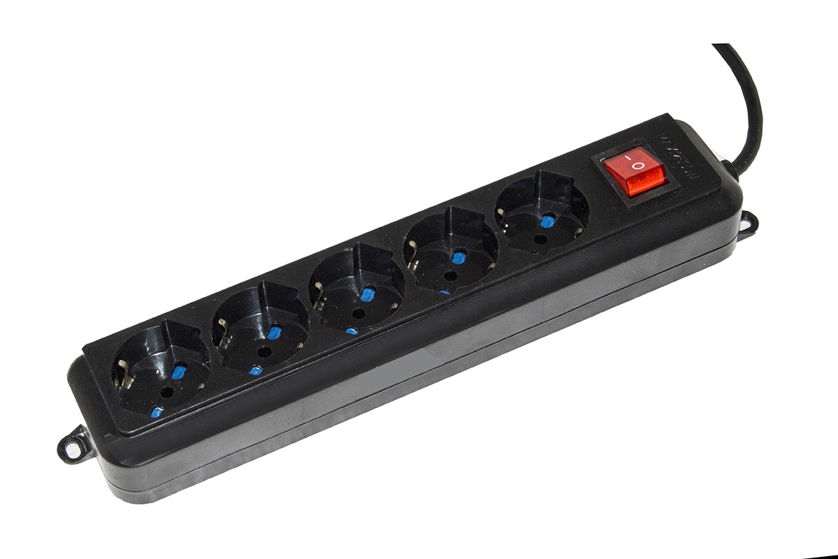 Link LKMP053N - Multipresa 5 Prese Universali Ita/Schuko 10/16 A - Spina 16 A Con Interruttore Cavo Mt 3 Colore Nero-image