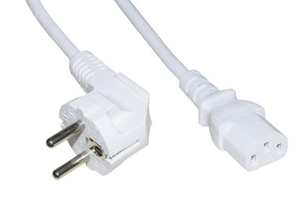 Cavo Alimentazione Mt. 1.80 Spina Tedesca 90 Gradi 250 V - Presa Iec Vde Bianco