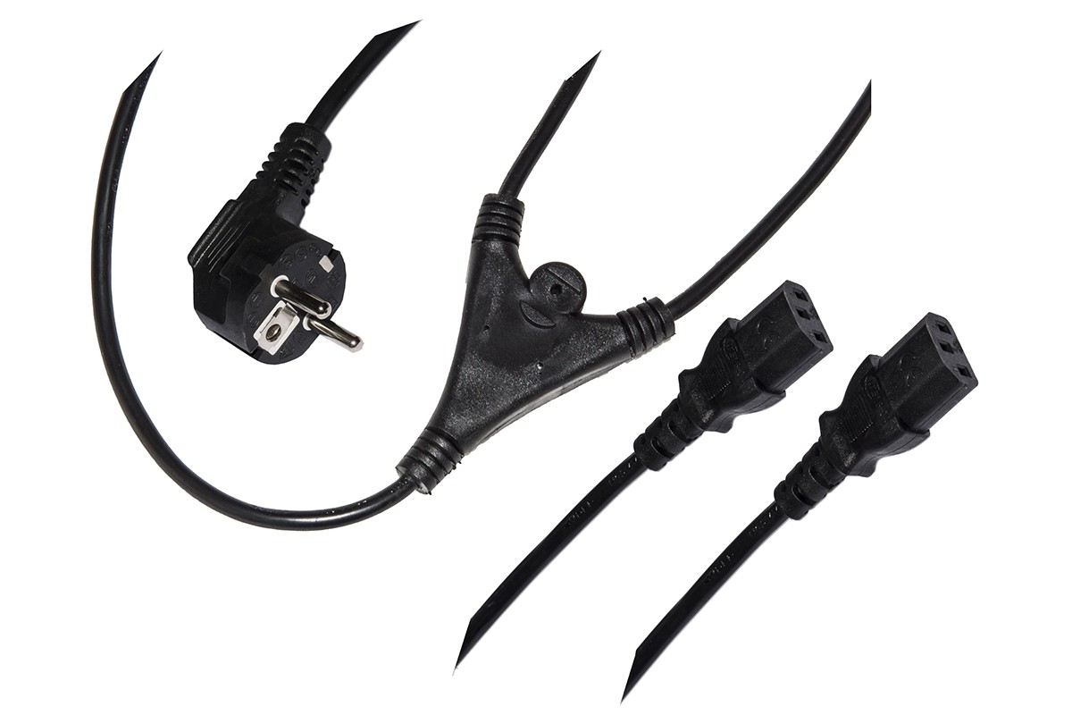 Cavo Alimentazione Da Spina Tedesca Schuko A Doppia Presa Femmina Iec C13 Mt.17