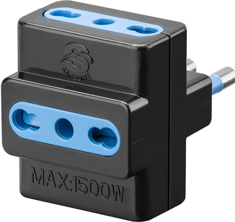 Spina Italiana Tripolare 16A Con 3 Prese Bipasso 10/16A