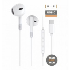 TechOneTech ear Tech Hip Cuffie intrauricolari USB-C - Microfono integrato - Assistente vocale - Cavo da 120 m