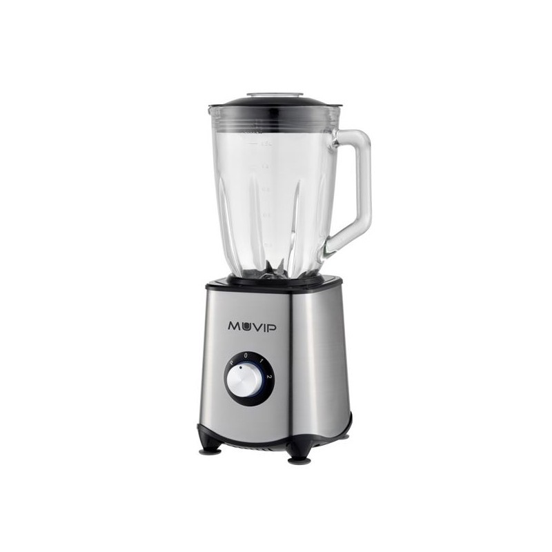 Muvip frullatore 1300W 1.5L - 2 Velocità - Corpo e Lame in Acciaio Inox - Funzione Tritaghiaccio - Blocco di Sicurezza