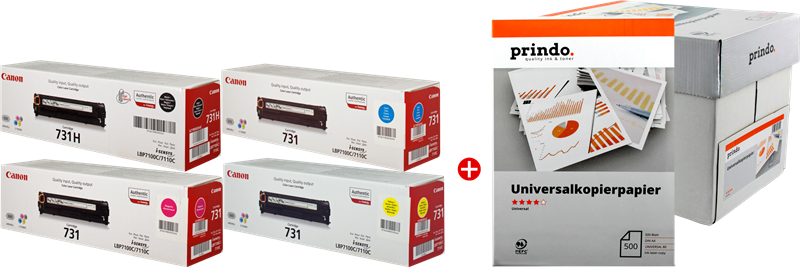 Canon Value Pack nero / ciano / magenta / giallo 731 MCVP + Prindo Universal Papier 2500 fogli