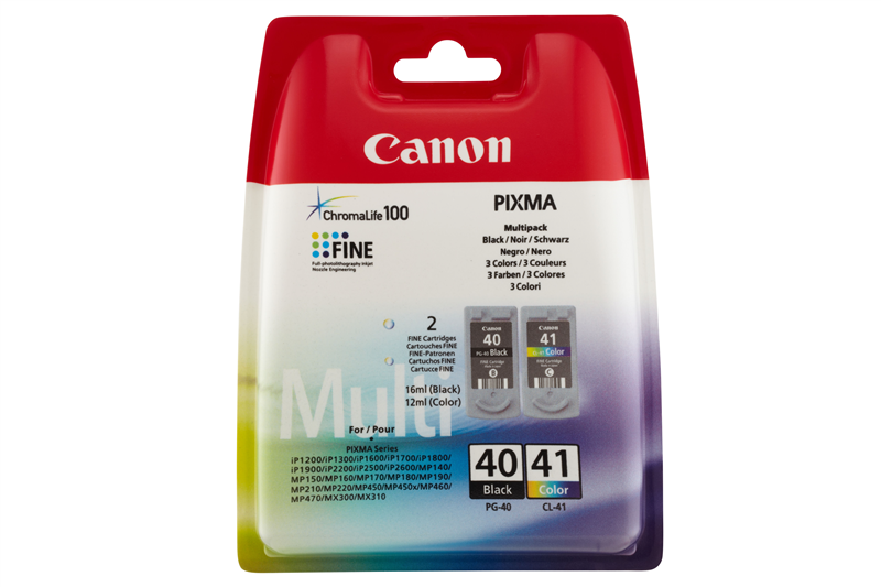 ORIGINALE Canon Multipack nero / differenti colori PG-40+CL-41 MCVP 0615B043 728 pagine Cartuccia d'inchiostro Multipack PG-40/CL-41 C/M/Y