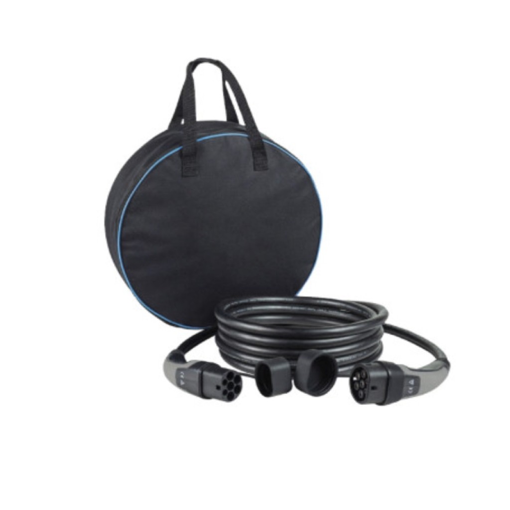 Daze Cavo di Ricarica per Stazione di Ricarica Monofase 32A Lunghezza 5m Tipo 2-Tipo 2 Colore Grigio con Sacca Porta Cavi