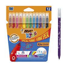 Bic Kids Couleur Confezione da 12 Pennarelli - Punta Media - Lavabili - Colori Assortiti