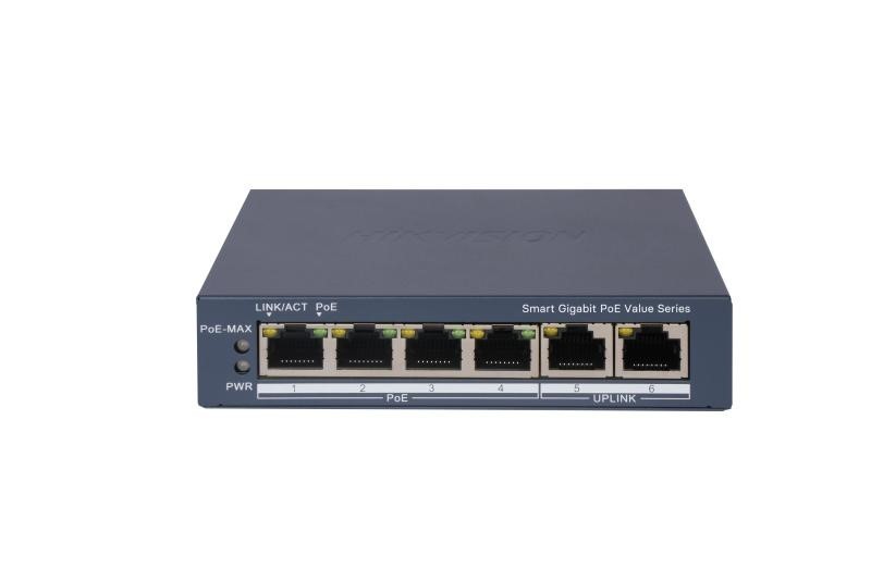 Hikvision Switch L2 Smart Managed 4 Gigabit Rj45 Poe Ports 2 Gigabit Rj45 Port 802.3Af/At Poe P