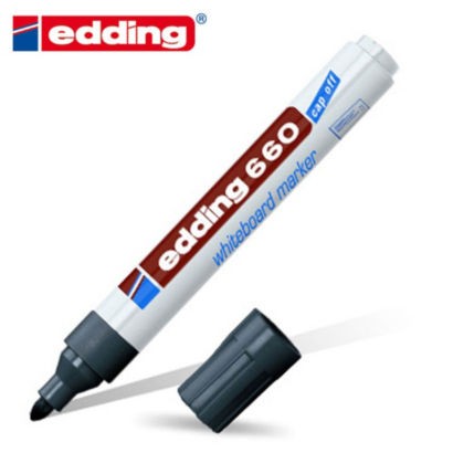 Edding Pennarello per lavagna bianca 660 - Punta tonda - Inchiostro pigmentato - Ricaricabile - Cancellabile a secco - Colore nero