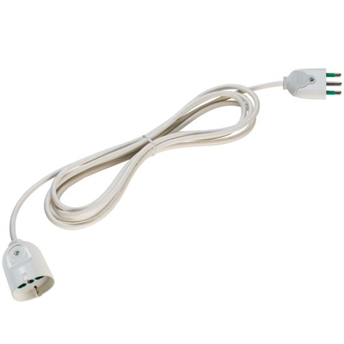 Cavo Prolunga Spina Ita 16A - Presa Bipasso Ita/Schuko Mt 5 Bianco