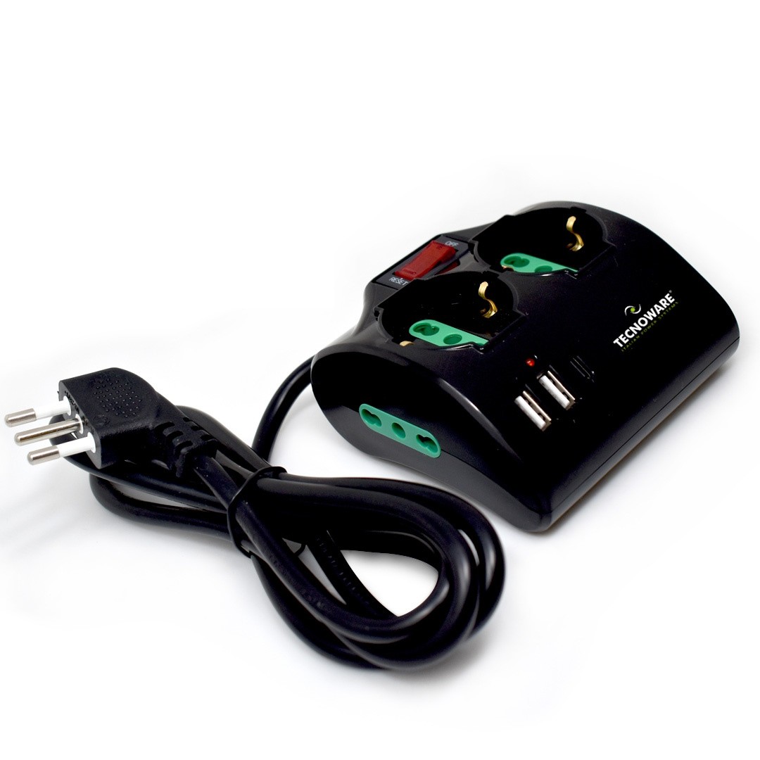 Tecnoware Multipresa Input 10A Ita Uscite 2 Schuko/Ita 2 Ita 2 Usb-A Usb-C