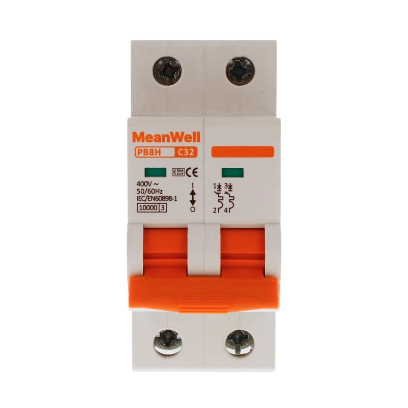 Interruttore Magnetetermico Meanwell Curva C 2P 2M 10Ka C32A Ac 400V Ip20 Iec60898
